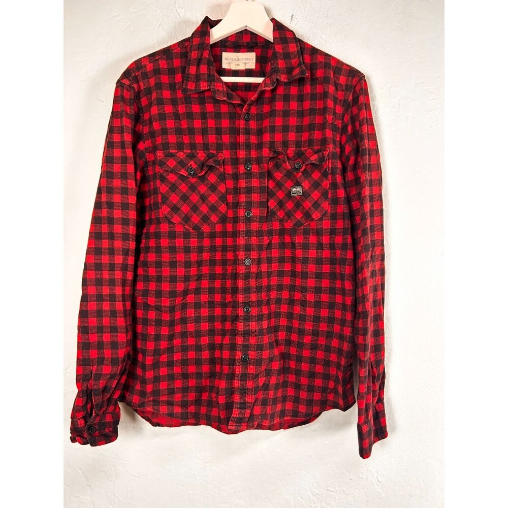 Denim & Supply Ralph Lauren Mens Red Black Plaid Button-Up Shirt Medium Pockets